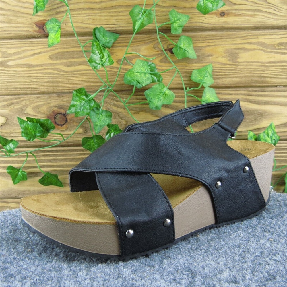 Agape Women Ankle Strap Sandal Shoes Black Synthetic Size‎ 9 Medium